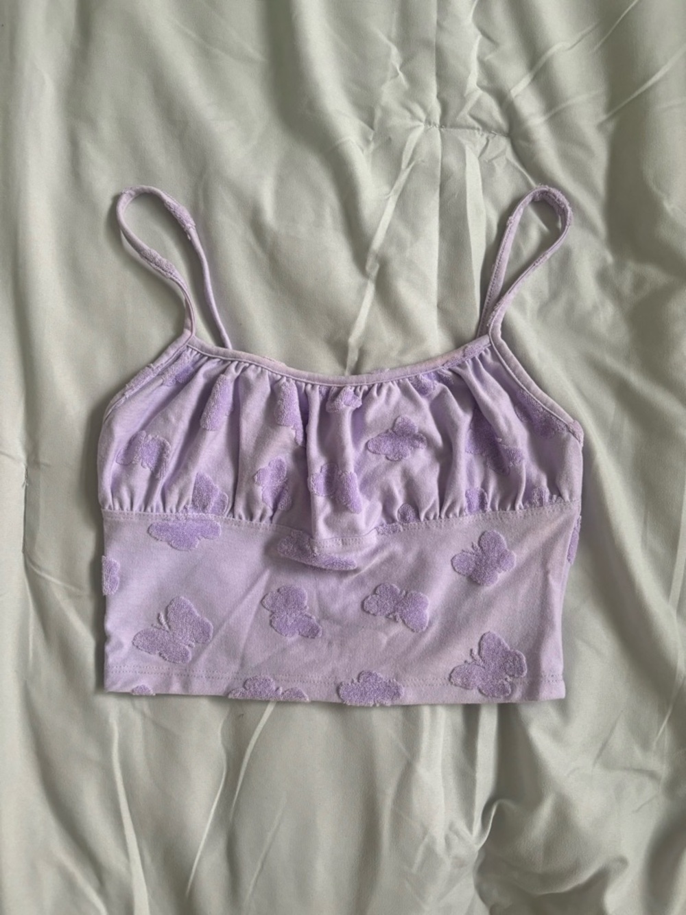 PacSun Lavender Butterfly Cropped Tank
